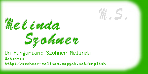 melinda szohner business card